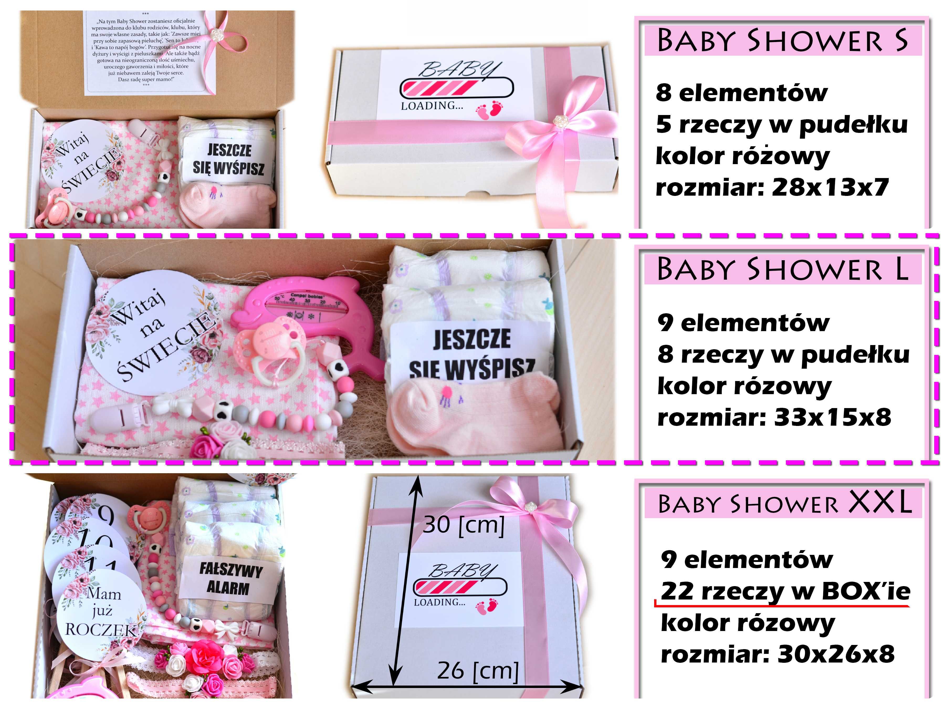 PIĘKNY ZESTAW box prezent na Baby Shower z życzeniami.