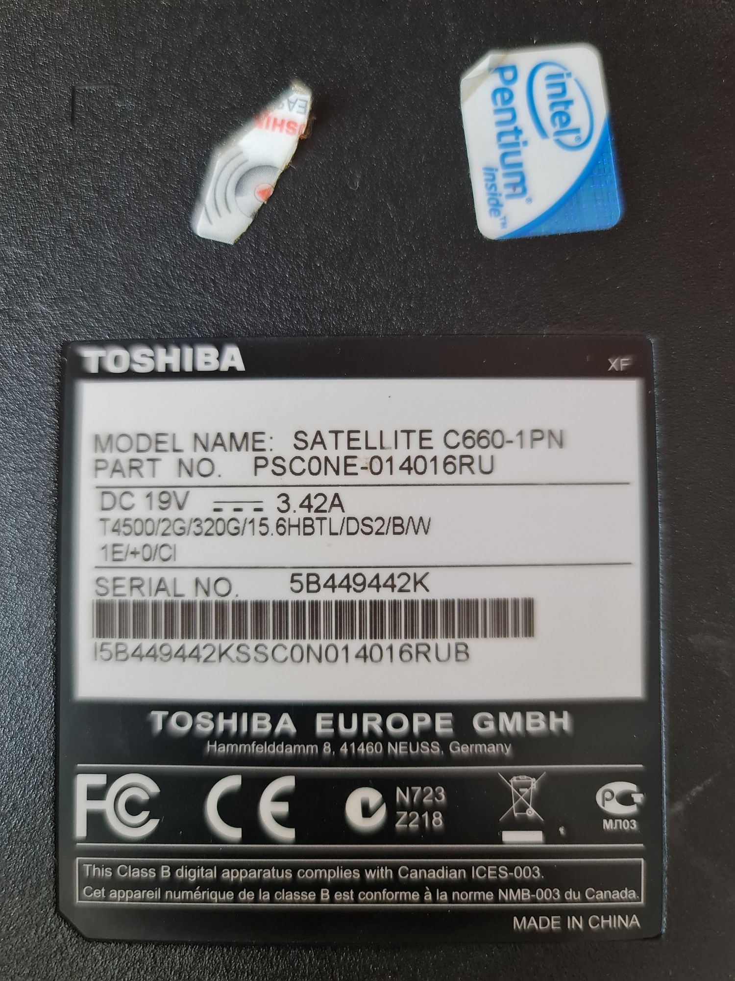 Ноутбук Toshiba satellite c660