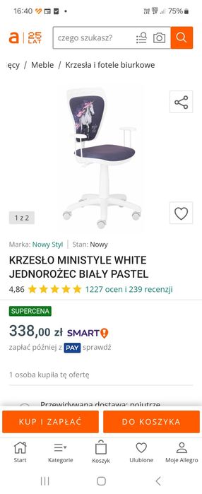 Krzesło obrotowe z jednorożcem