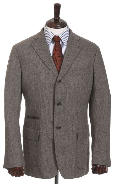 THE SOCIETY SHOP wełniana brązowa kurtka męska jodełka przejściowa 50