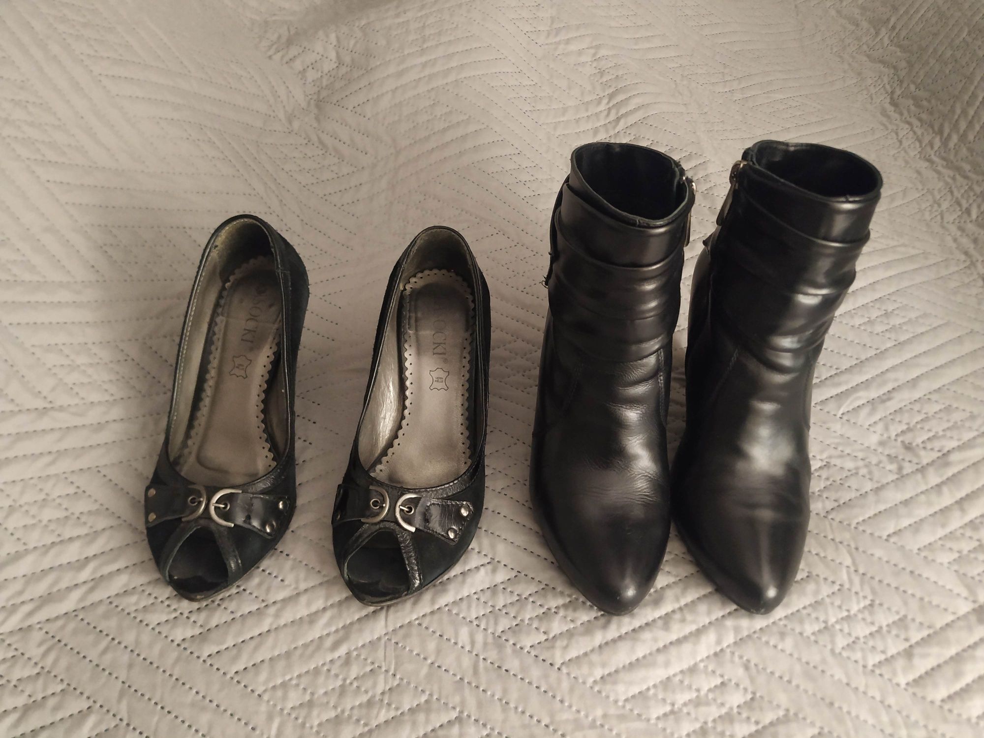 2x buty zimowe kozaki botki, szpilki Lasocki CCC rozmiar 35