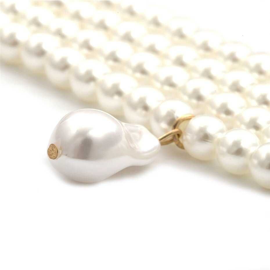 Kolia naszyjnik choker perły perełki ecru z perła kremowy biały