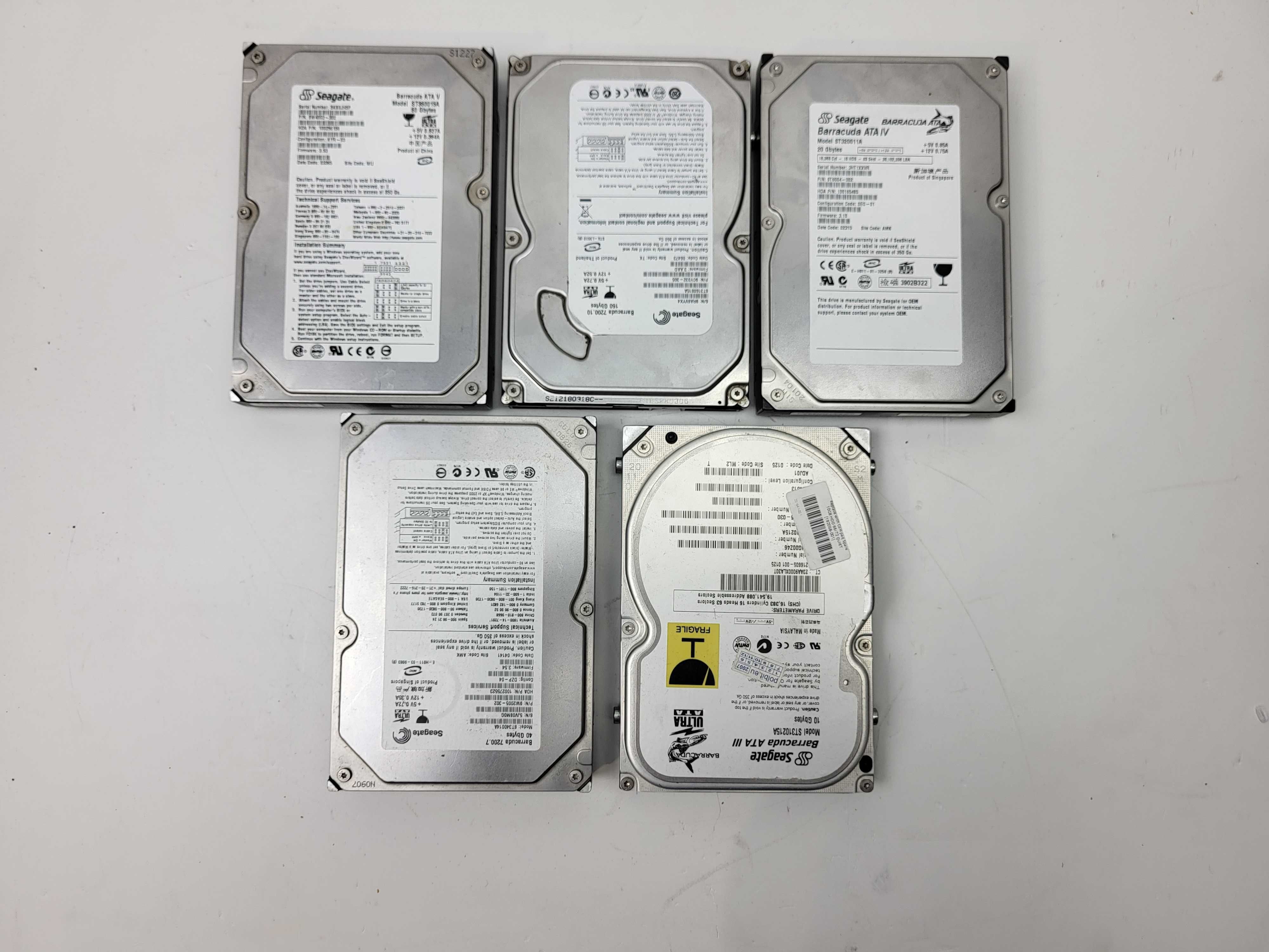 5x Dysk Seagate IDE różne pojemności nietestowane