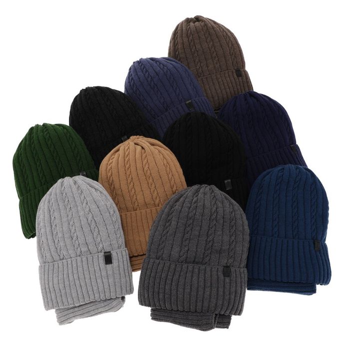 Czapka i komin dla chłopca zimowy komplet, niebieski, wełniany merino