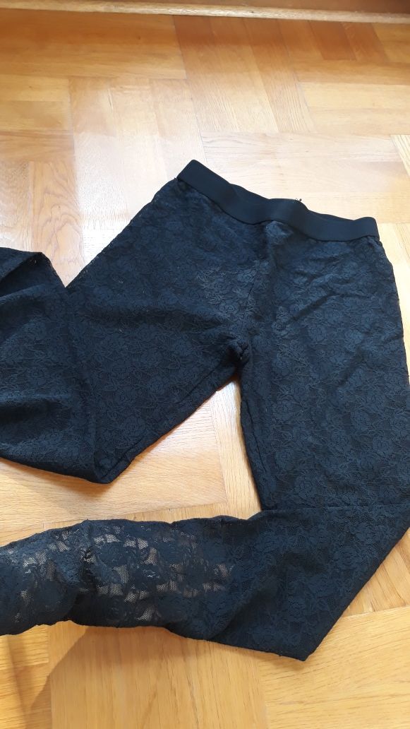 nowe czarne legginsy koronkowe HM 36