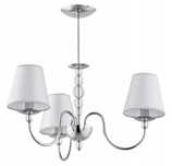 Lampa sufitowa żyrandol srebrny chrom glamour z abażurami 3 x E14