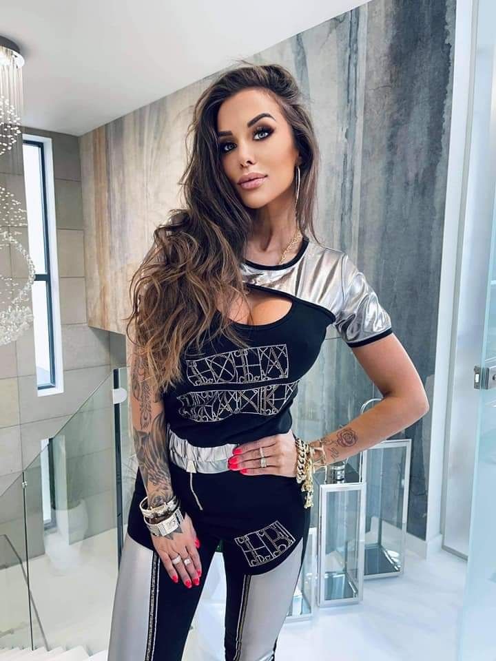 Piękny komplet srebrny z cyrkoniami spodnie logo Lola bianka
