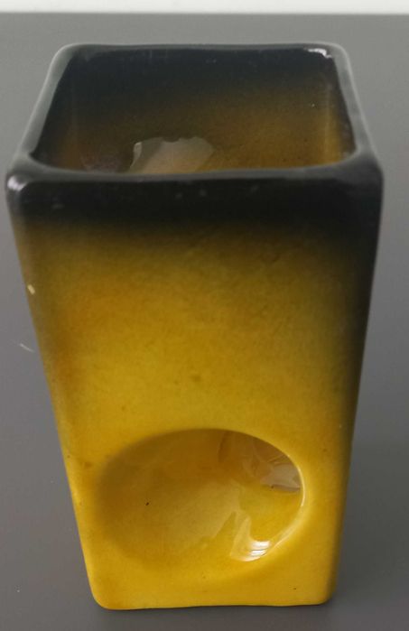 Copo canetas cerâmica pintada à mão em vidrado reactivo Op Art