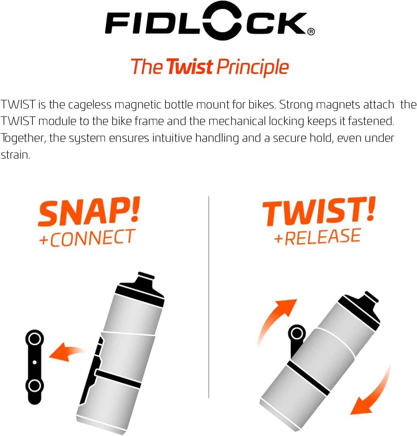 Bidon Fidlock Twist 800 ml czarny i baza magnetyczna