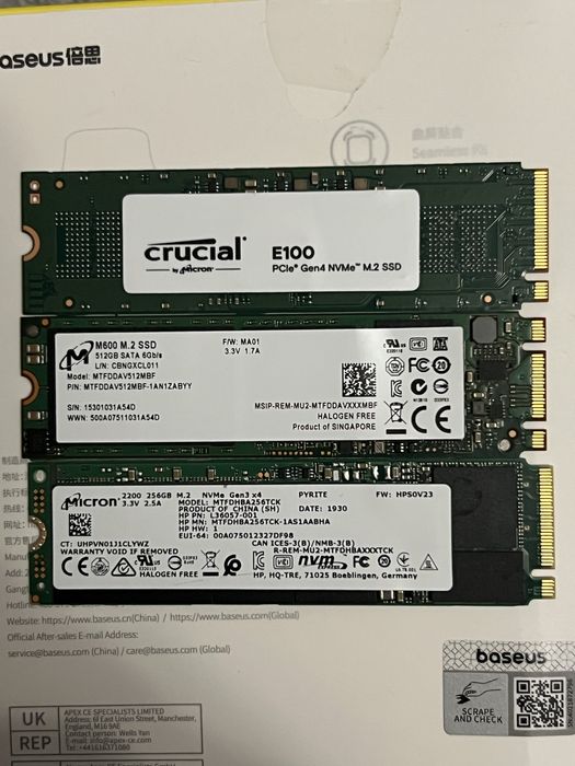 SSD M2 Nvme/Sata 512/256gb Crusial/Micron