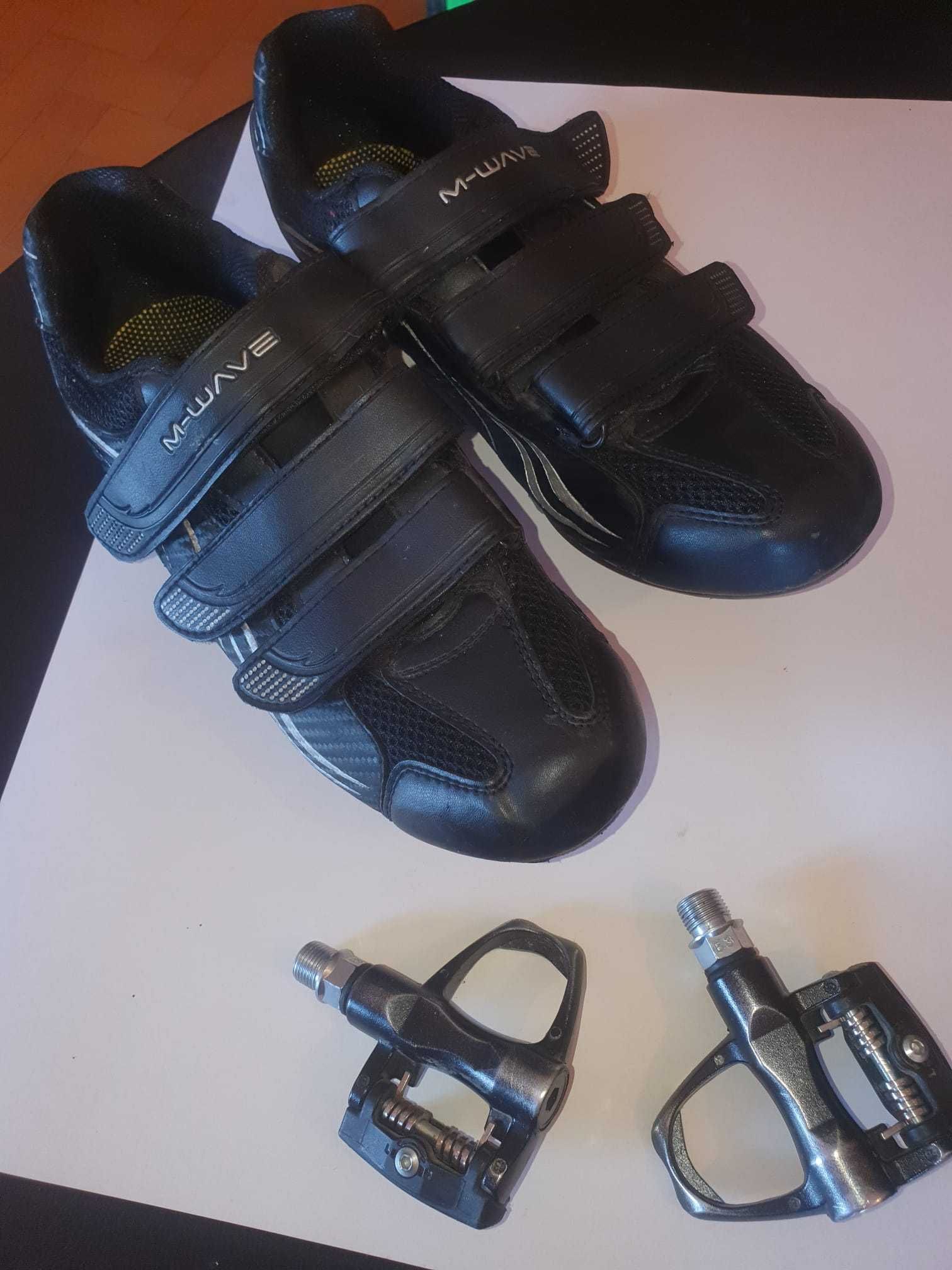 Sapatos bicicleta de estrada nº 44 + pedais de encaixe Trek Bontrager
