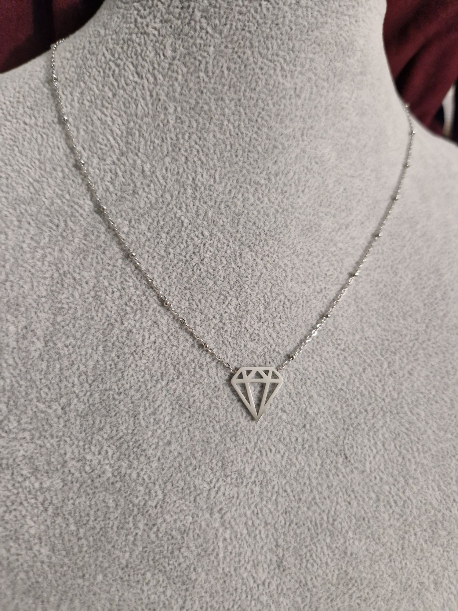 Naszyjnik łańcuszek diament stal chirurgiczna