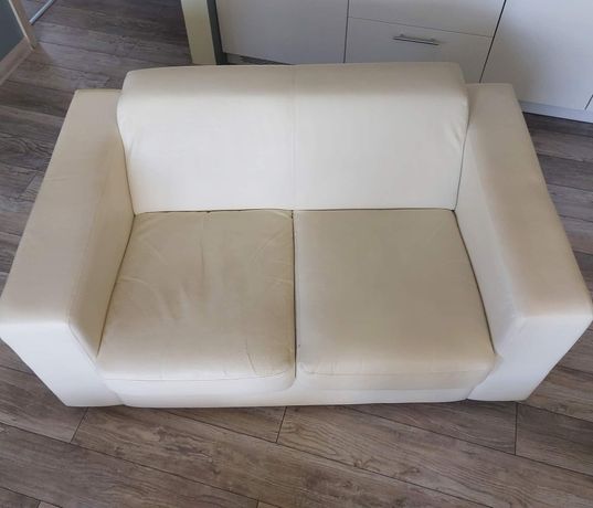 Sofa kanapa skórzana 2 osobowa biała