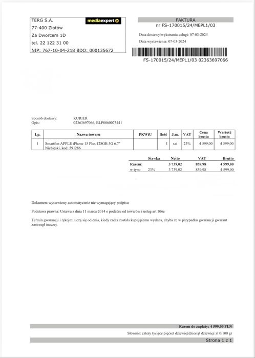 iPhone 15 plus 128 GB