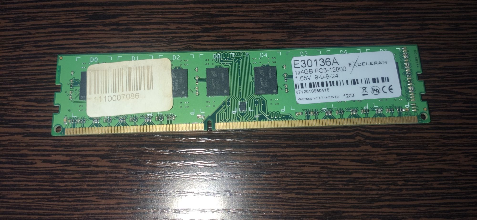 Оперативна память Exceleram DDR3 1600 4096MB PC3-12800 (E30136A)