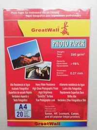 Фотобумага GreatWall A4 глянцевая 260 г/м.кв. 20 листов упауовка.