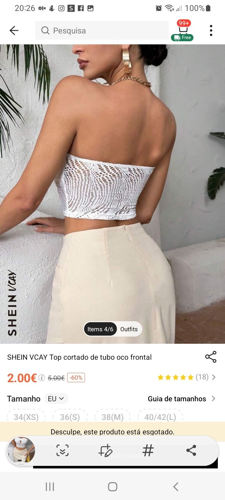 Top shein novo tam S