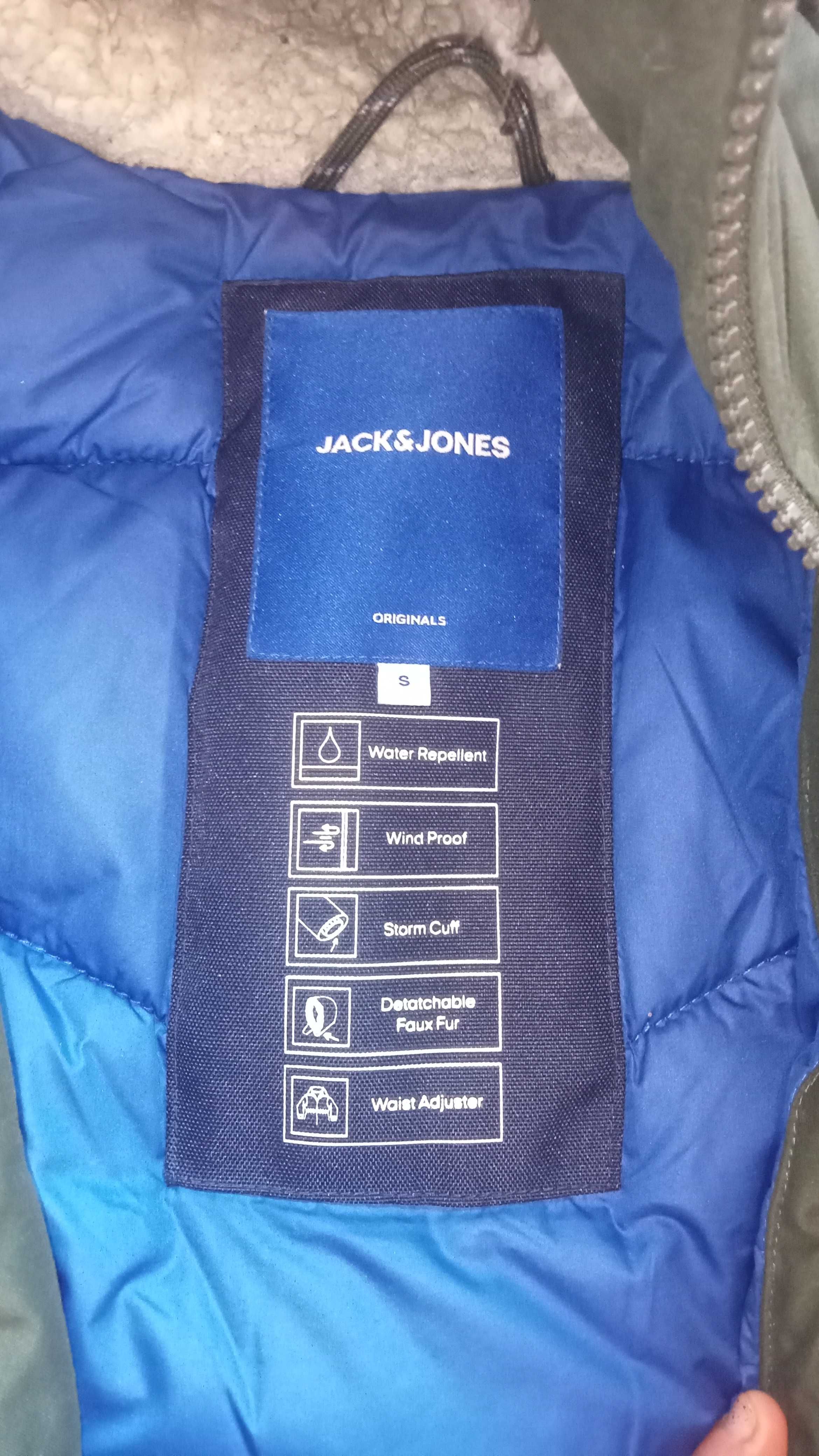 Kurtka puchowa parka zimowa 36 S Jack Jones wiatroodporna khaki ciepla