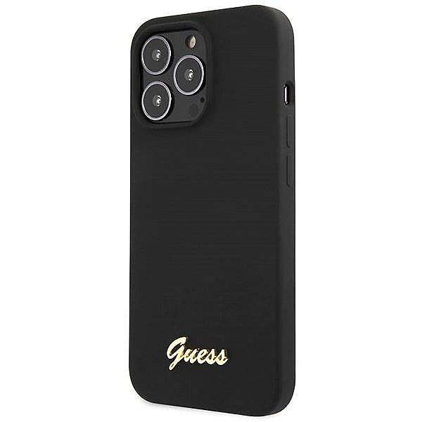 Etui Guess Silicone Script Gold Logo na iPhone 13 Pro Max - czarne
