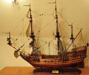 Duży drewniany model statku Berlin z 1674, ręcznie wykonany
