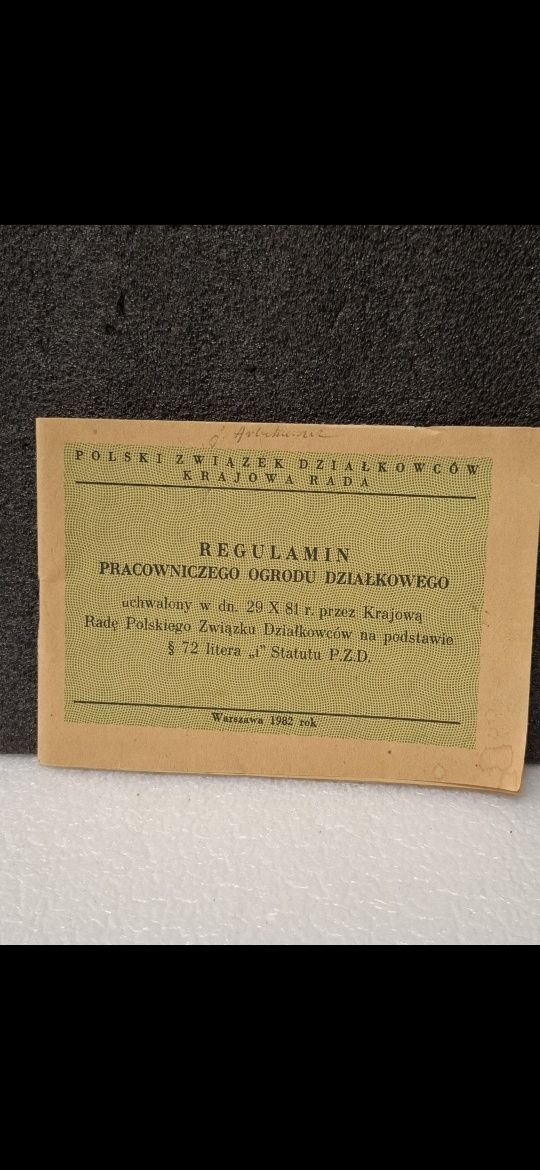 Regulamin Pracowniczego Ogrodu Działkowego 1982r