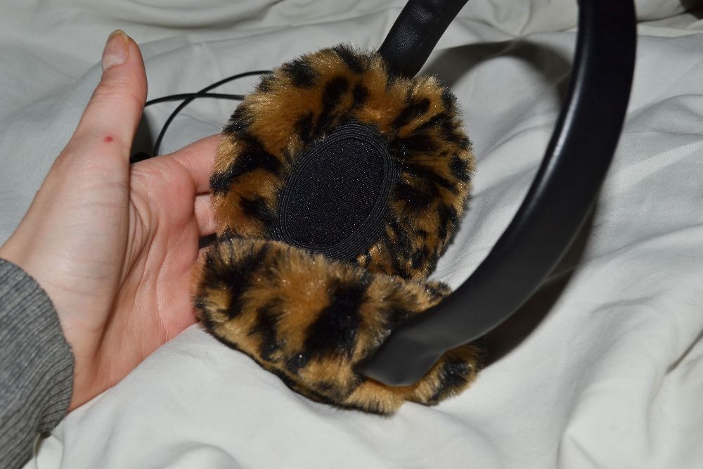 SŁUCHAWKI MiTEC Ear muffs włochate nauszniki panterka pantera centki