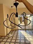 Żyrandol lampa wisząca niebieska z pięcioma szklanymi kloszami