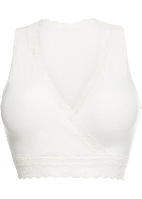 B.P.C biustonosz bustier do karmienia miękki ecru z koronką ^44/46