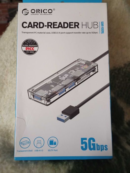 ORICO HUB/Card-Reader Концентратор - 5 Гбит/с 4 порта, SD/TF card, OTG