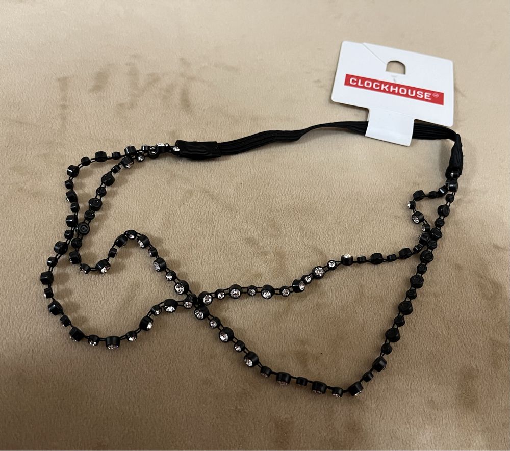 Przepiękna opaska na gumce na głowę z diamencikami C&A