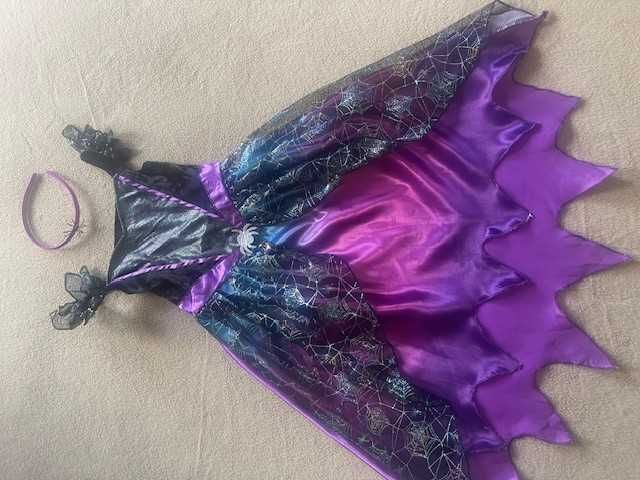 Strój karnawałowy - czarownica, królowa pająków, Halloween 5-6y