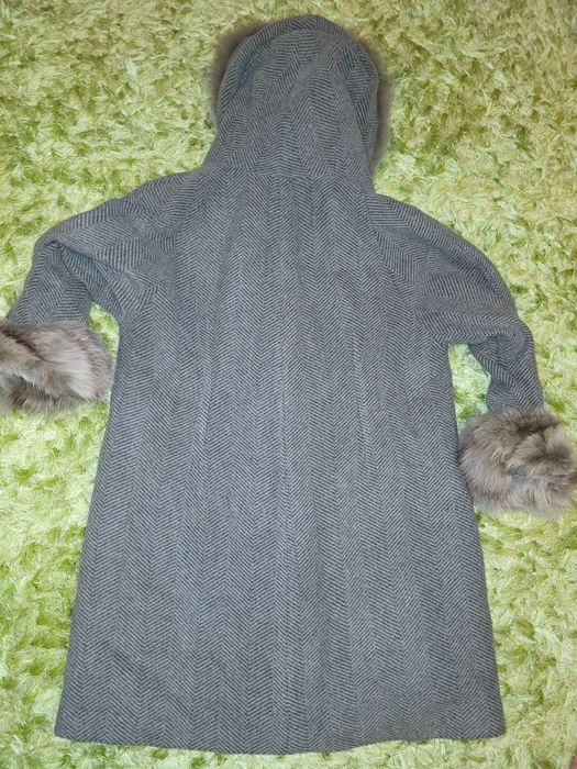 Płaszcz wełniany zimowy Gardeur z lisem XL