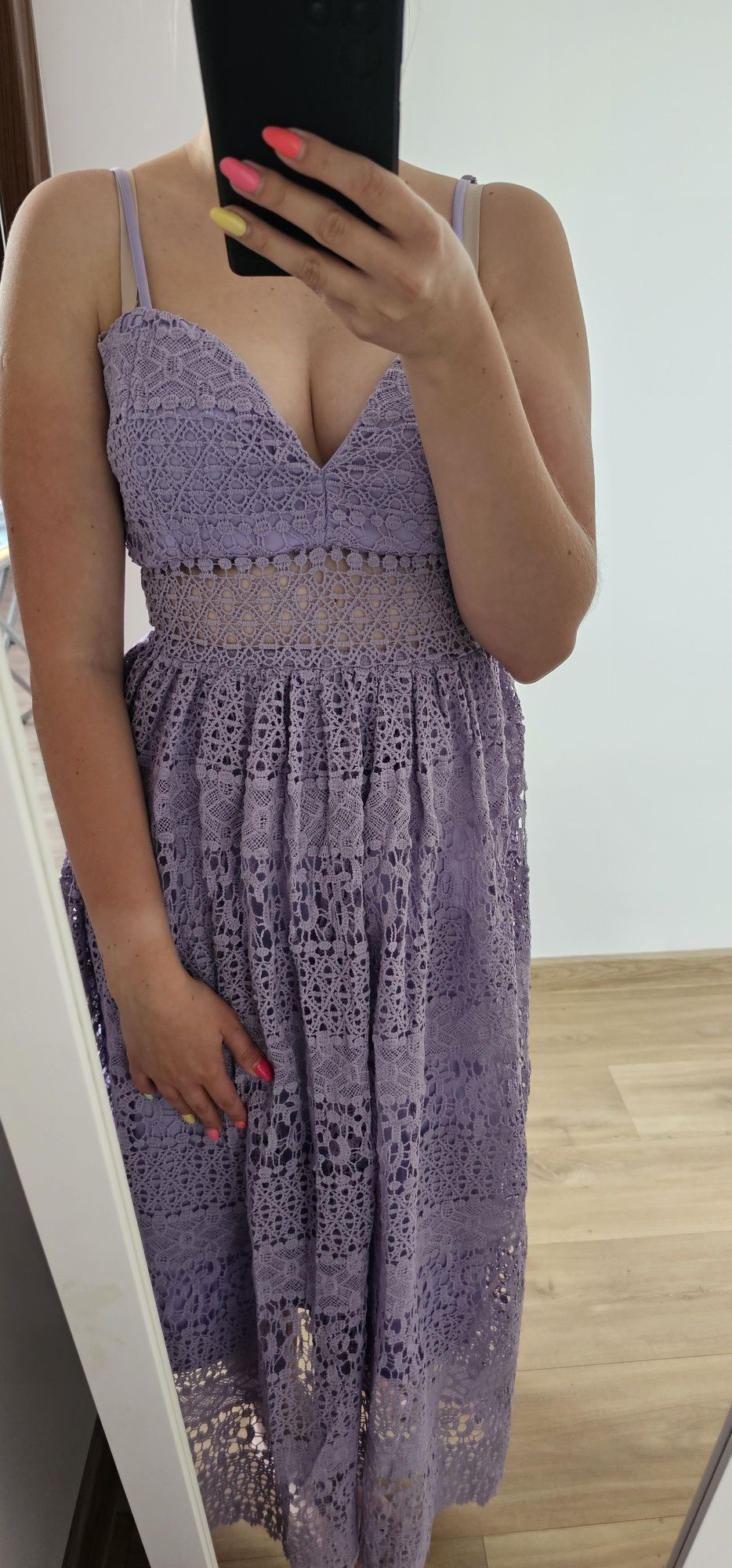 Fioletowa sukienka Missguided r.34 maxi
