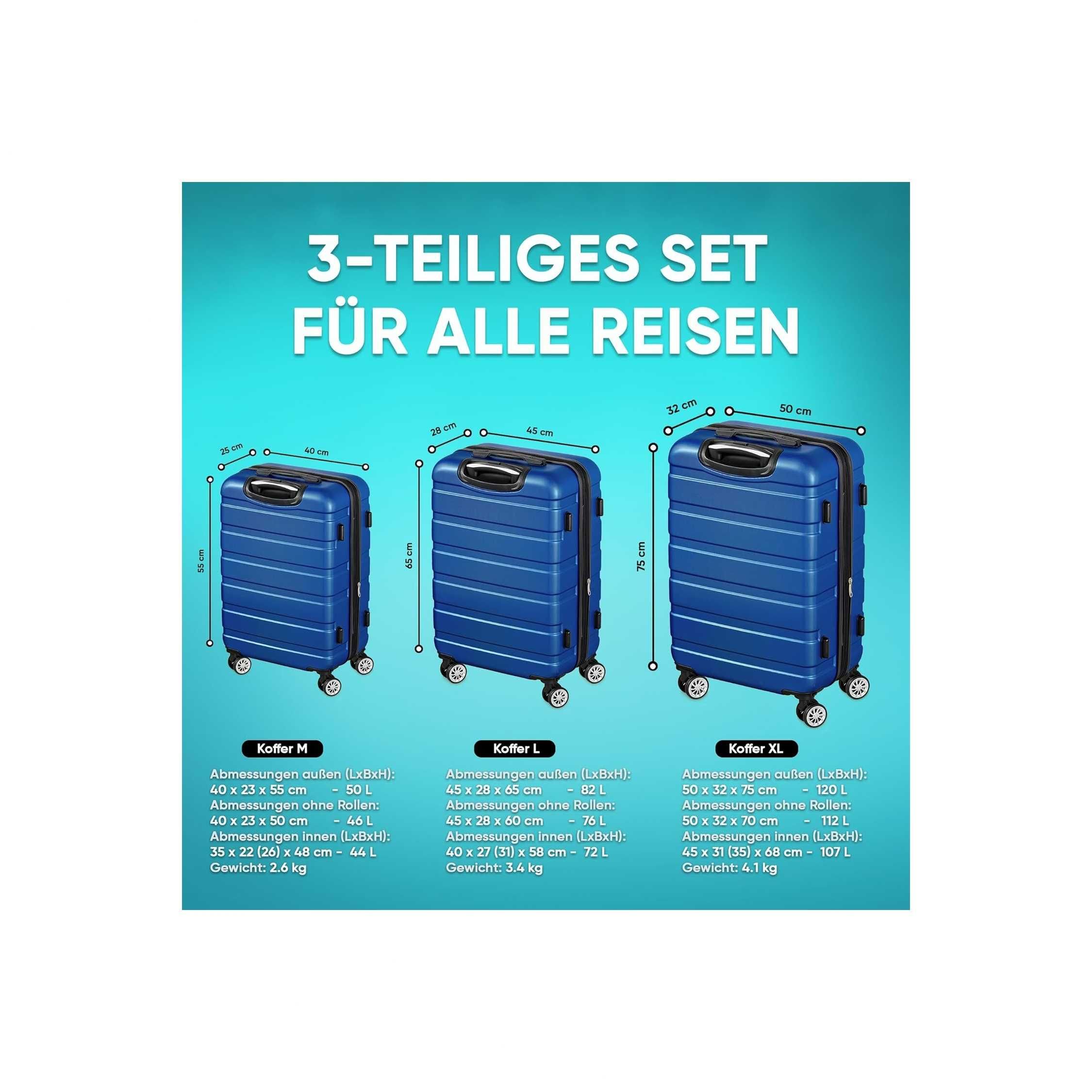 walizka nizza de 3-częściowy zestaw walizek podróżnych twarda obudowa