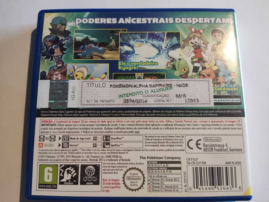 Pokémon Alpha Saphire jogo completo + manual