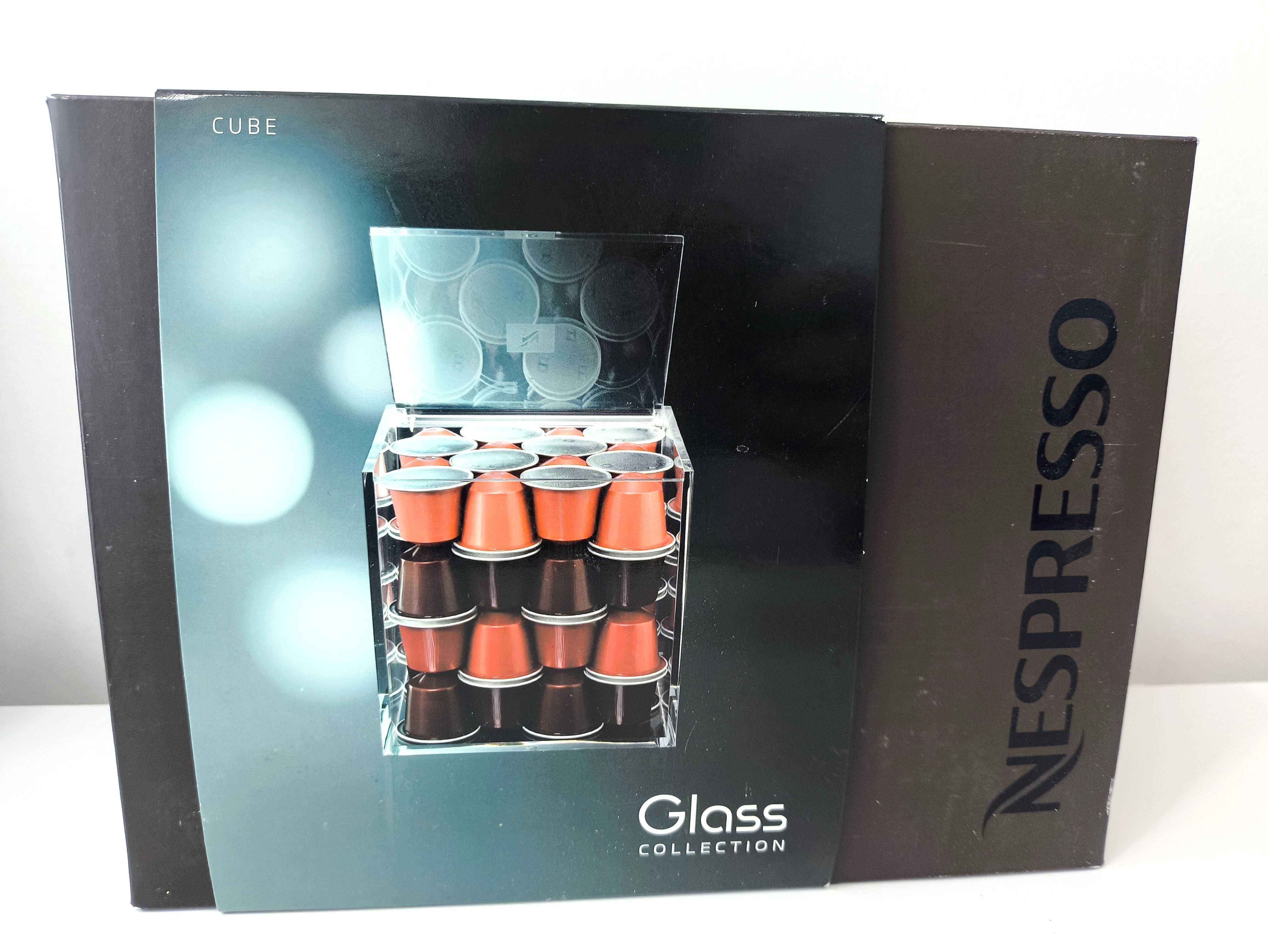 Cubo Nespresso transparente em vidro para cápsulas de café