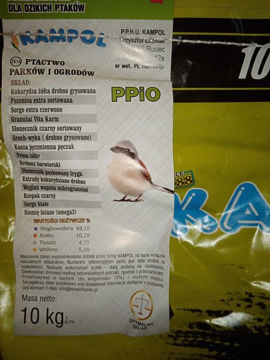 Karma dla dzikich ptaków PPio 10kg Kampol