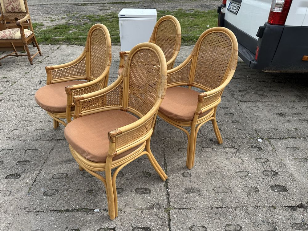 4x Rattan /Webbing dining chairs 80s in beautiful condition