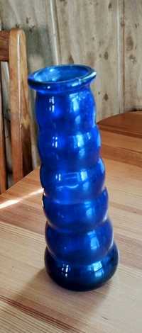 PRL wazon niebieskie szkło Bałwanek