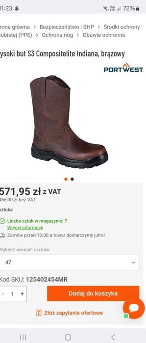 Buty robocze portwest nowe rozm 43