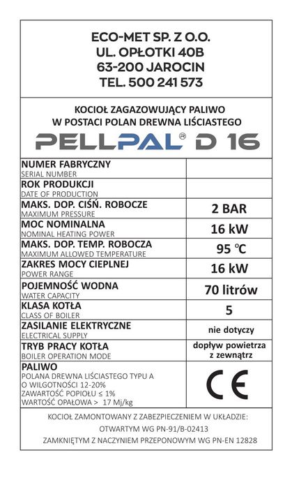 Kocioł na drewno PELLPALL D 16kW - wydajne i ekologiczne ogrzewanie!