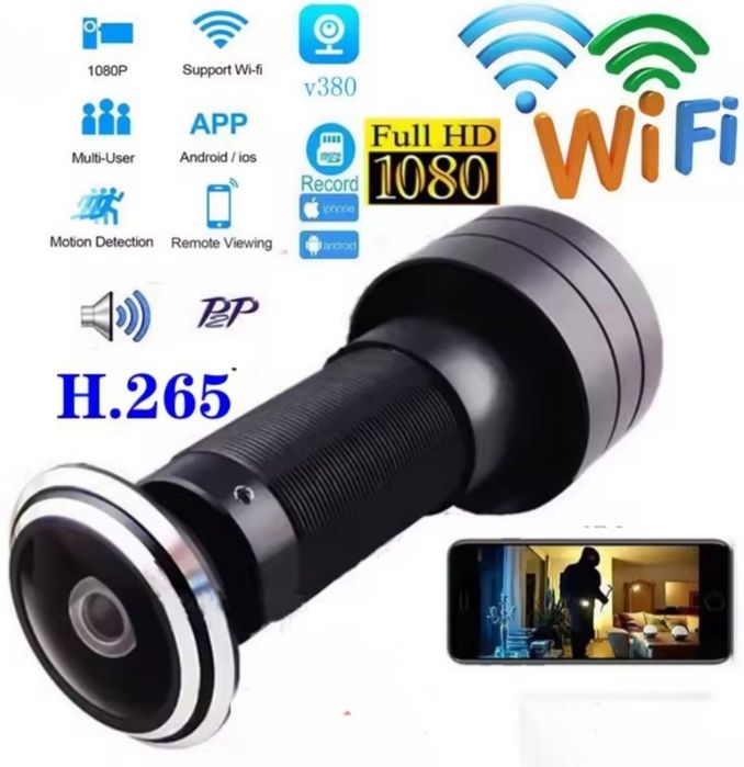 (НОВЫЙ) HQcam XJD-105C Охранная мини WiFi IP камера дверной глазок