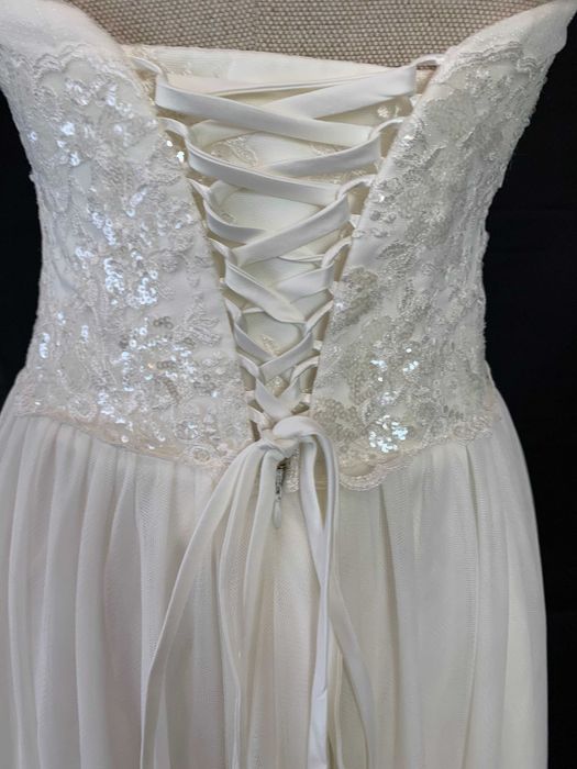 Nowa suknia ślubna księżniczka 38 M duży biust biała tiulowa gorset