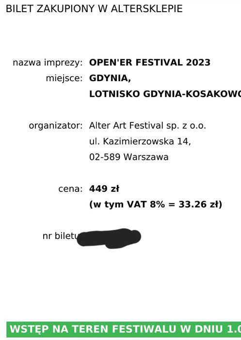 OPENER Festival - 01.07.2023 bilet Gdynia