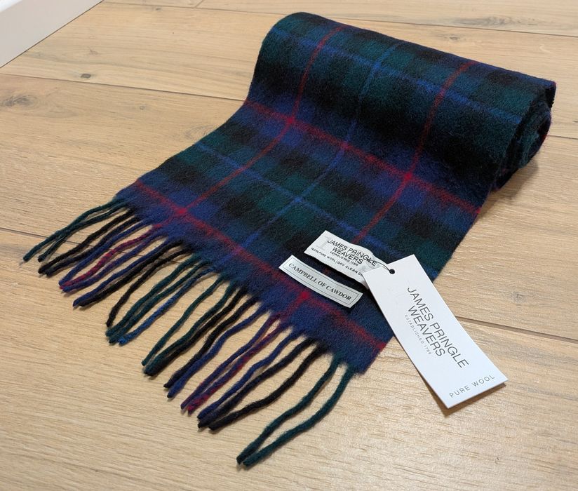 James Pringle szalik NOWY szal wełniany krata puree wool damski męski