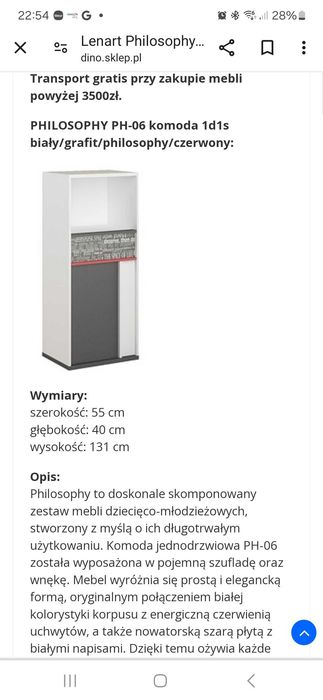 Meble młodzieżowe: szafa narożna, komoda, półka ścienna