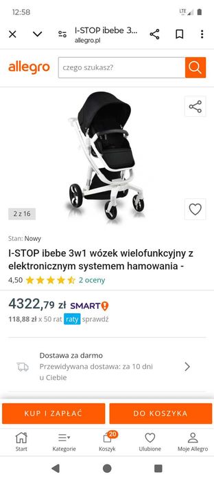 Wózek spacerowy ibebe i-stop z możliwością 3w1