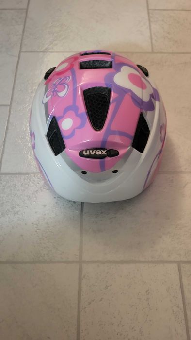 Kask UVEX dziecięcy KID 2 motyle XS 46-52cm biało-różowy