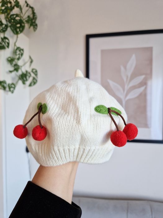 Beżowy beret berecik na jesień dla dziewczynki 1-2 latka