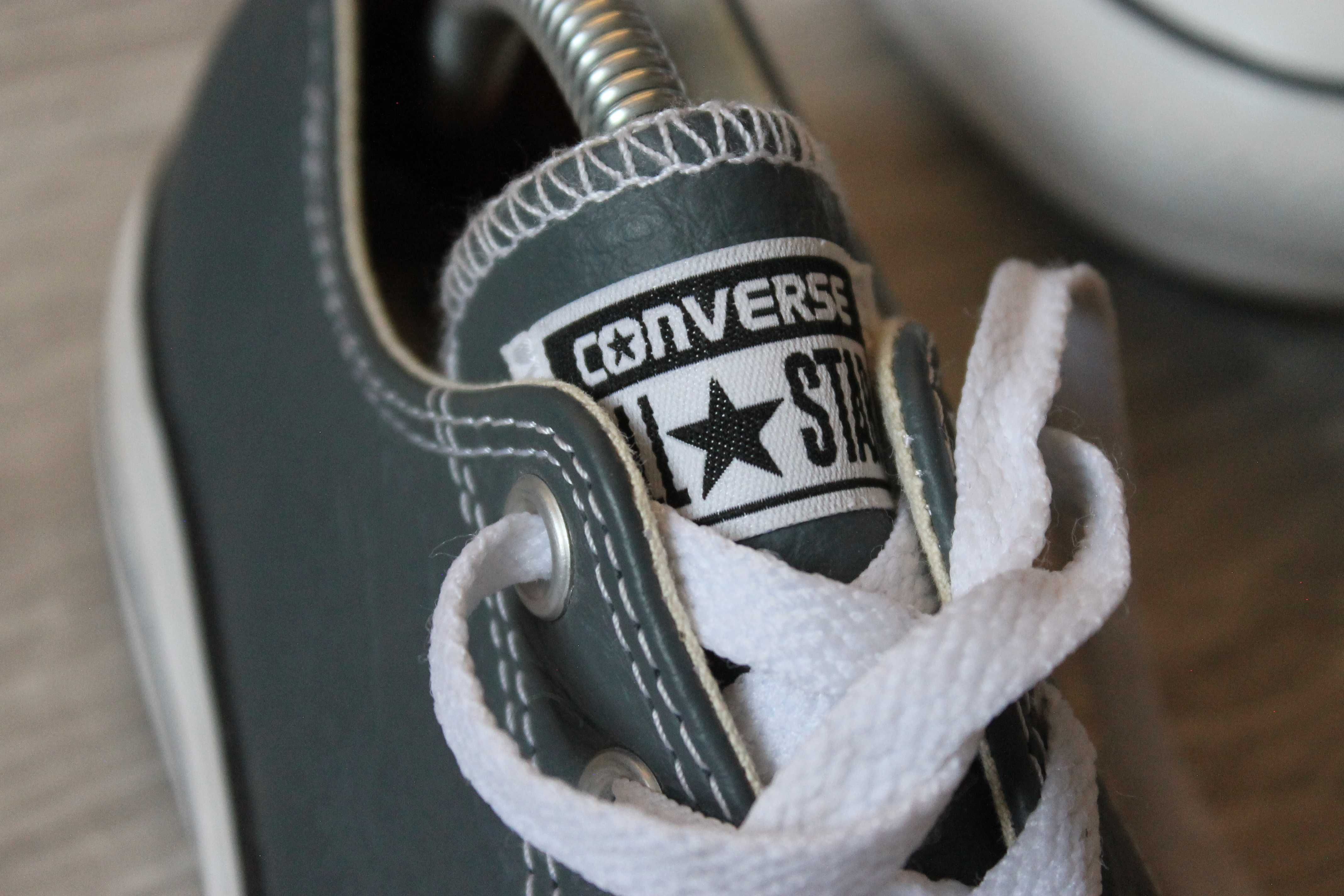 Мужские кожаные кеды Converse Оригинал 41р серые кожа Унисекс конверс